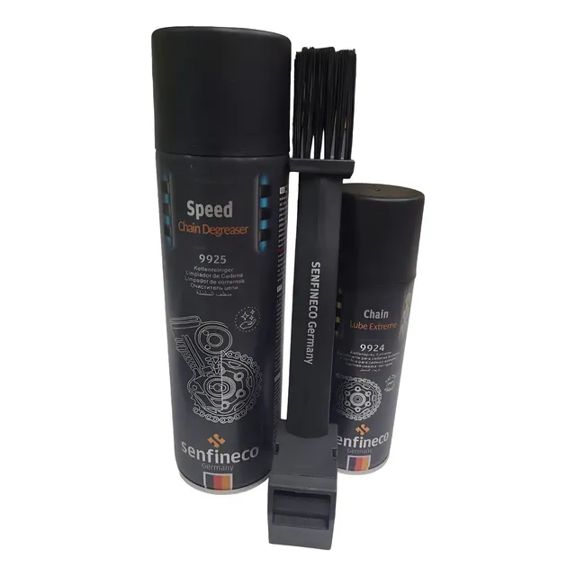 Kit Lubricante Cadena Moto + Desengrasante + Cepillo Senfineco